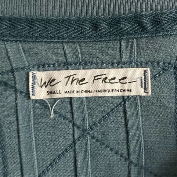 Free People In The Mix Ribbed Henley Top in Ocean Blue - Picture 9 of 12